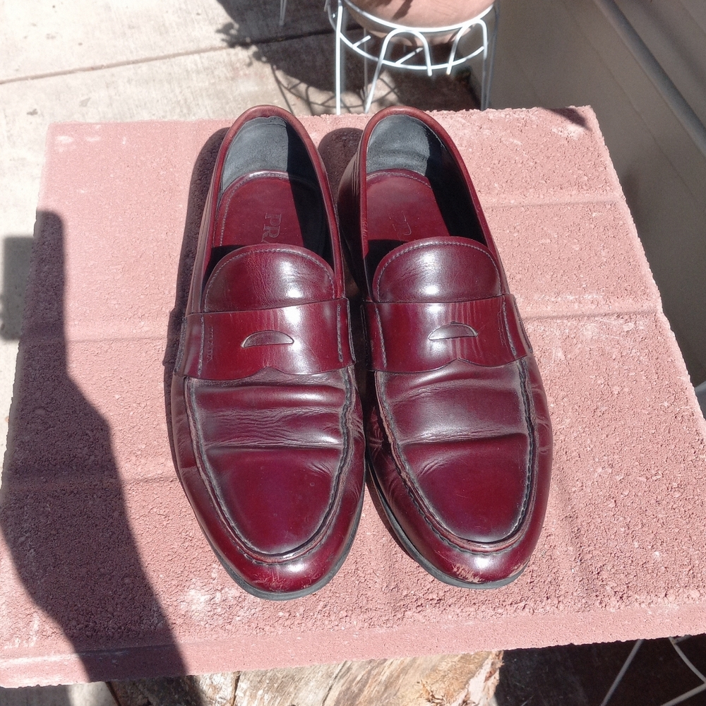 Prada Deep Burgundy Leather Loafers